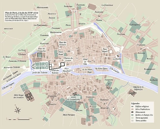 Paris plan fin17ème - map end 17th century